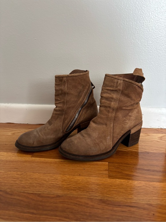 A.S.98 Shoes - A.S.98 Women's Tan Suede Zip Side Ankle Boots